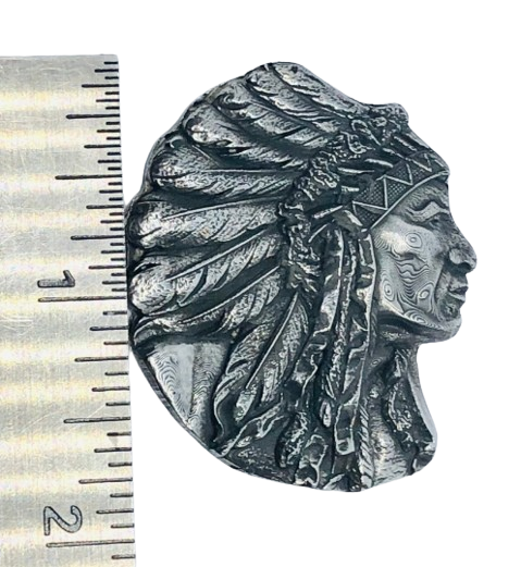 Indian Motorcycle medallion - Indian head medallion - Geronimo Indian pewter badge - Large pewter Indian badge