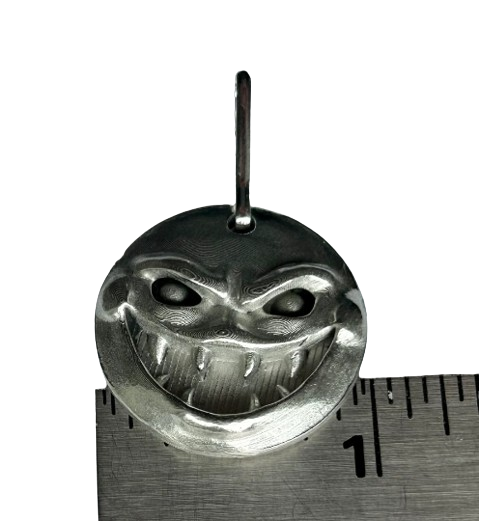 Evil Happy Face zipper pull, fun pewter zipper pull - evil grin pewter zipper pull or charm - Evil Happy face pendant