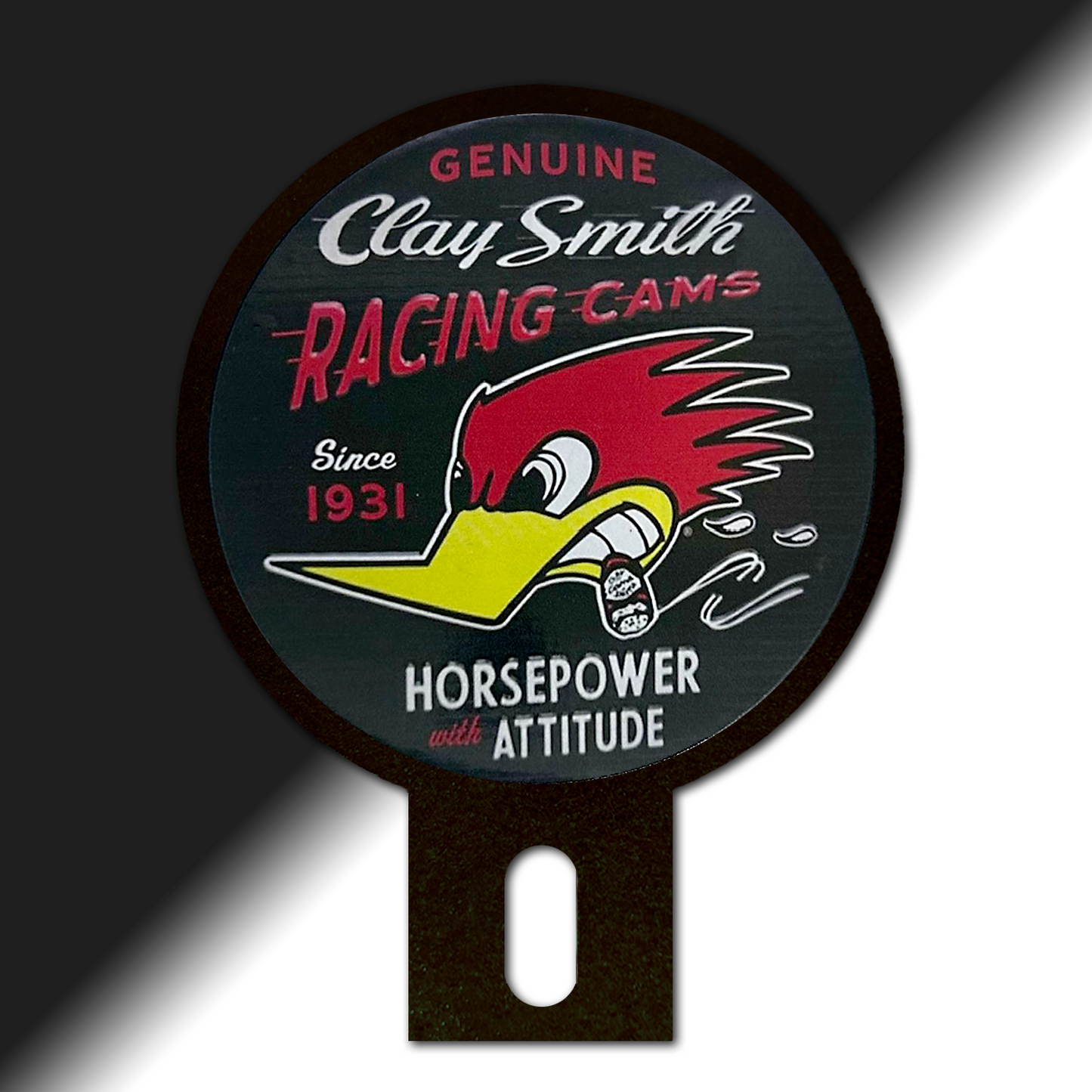 Clay Smith license plate topper, Clay Smith Cams collective, Woodpecker topper, Clay Smith plate topper