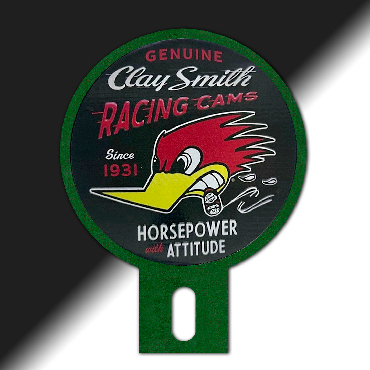 Clay Smith license plate topper, Clay Smith Cams collective, Woodpecker topper, Clay Smith plate topper