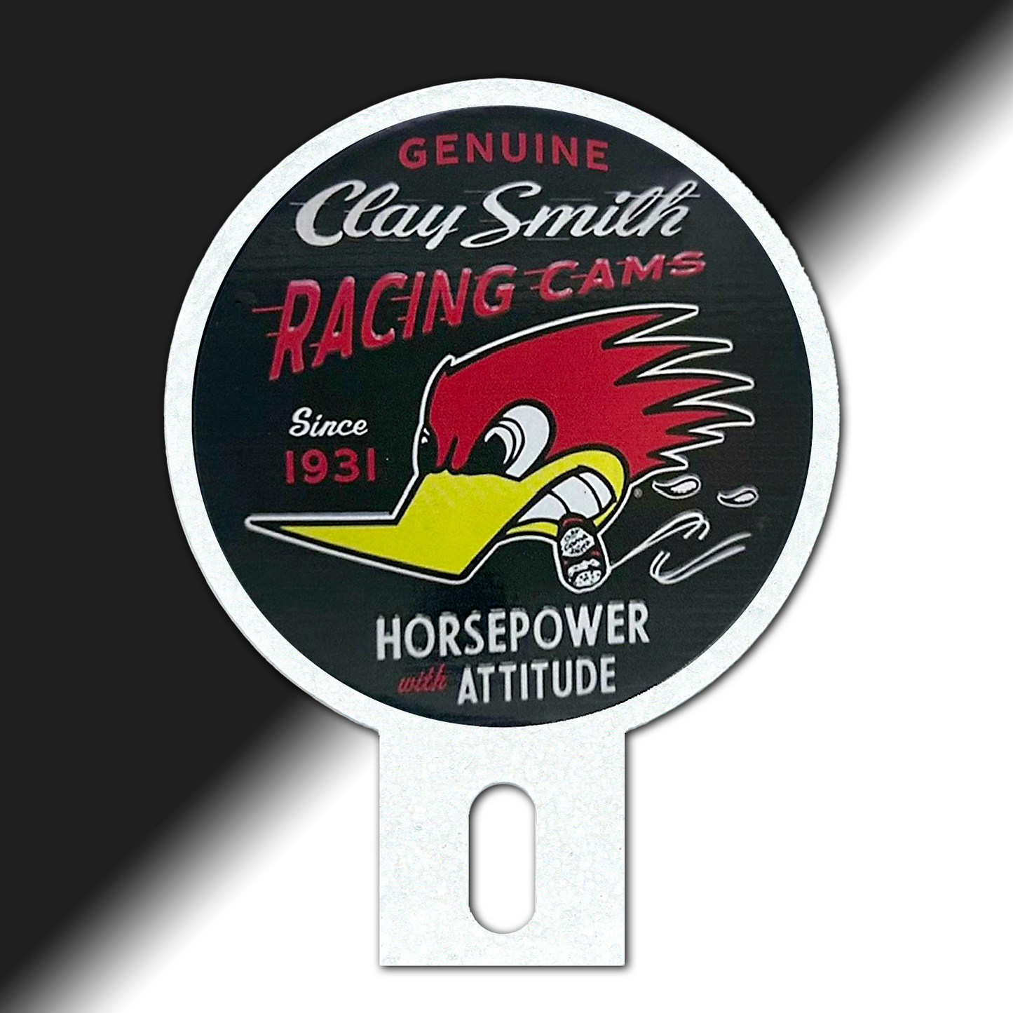 Clay Smith license plate topper, Clay Smith Cams collective, Woodpecker topper, Clay Smith plate topper