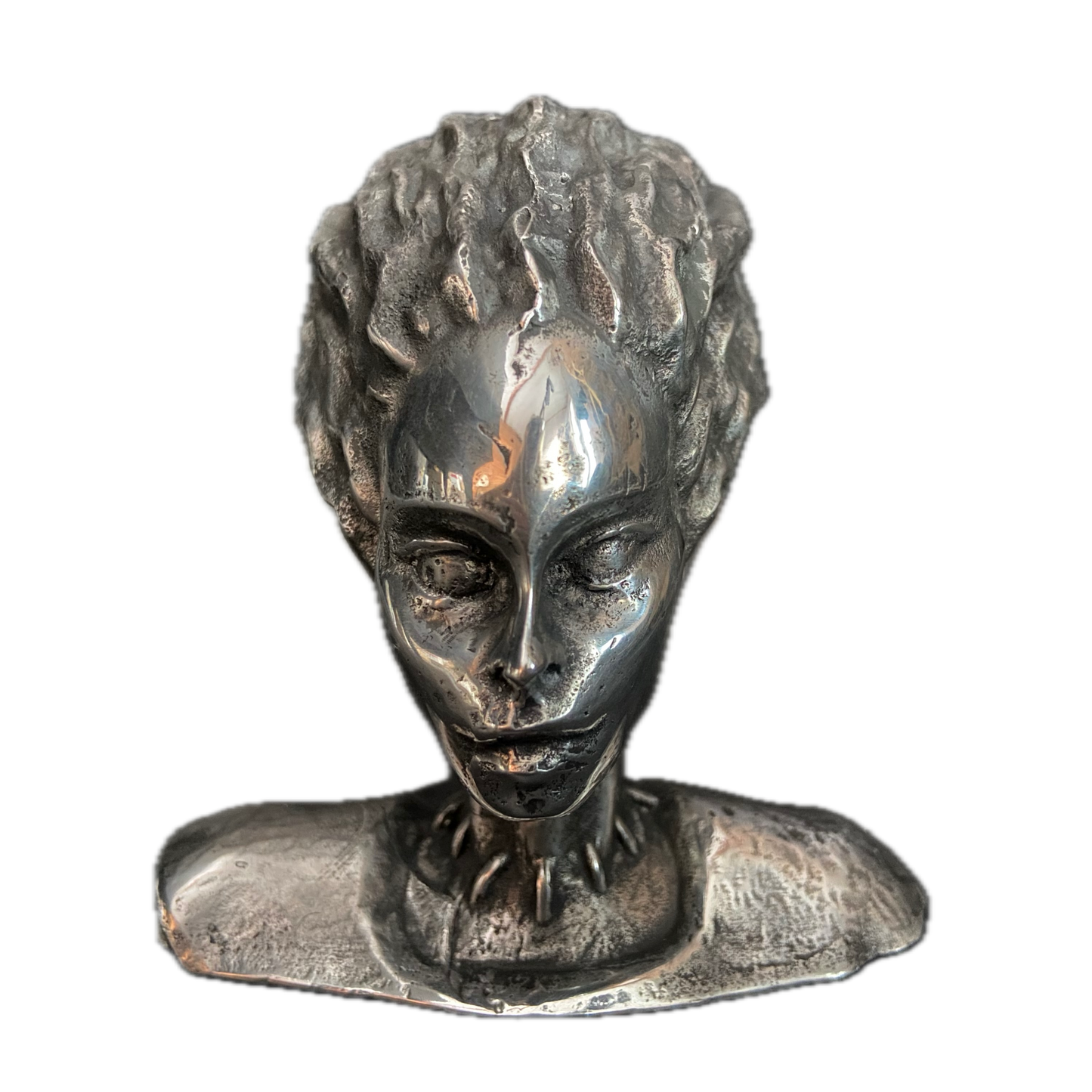 Bride of Frankenstein Hood Ornament – Solid Pewter – Hand Cast – Antique Silver