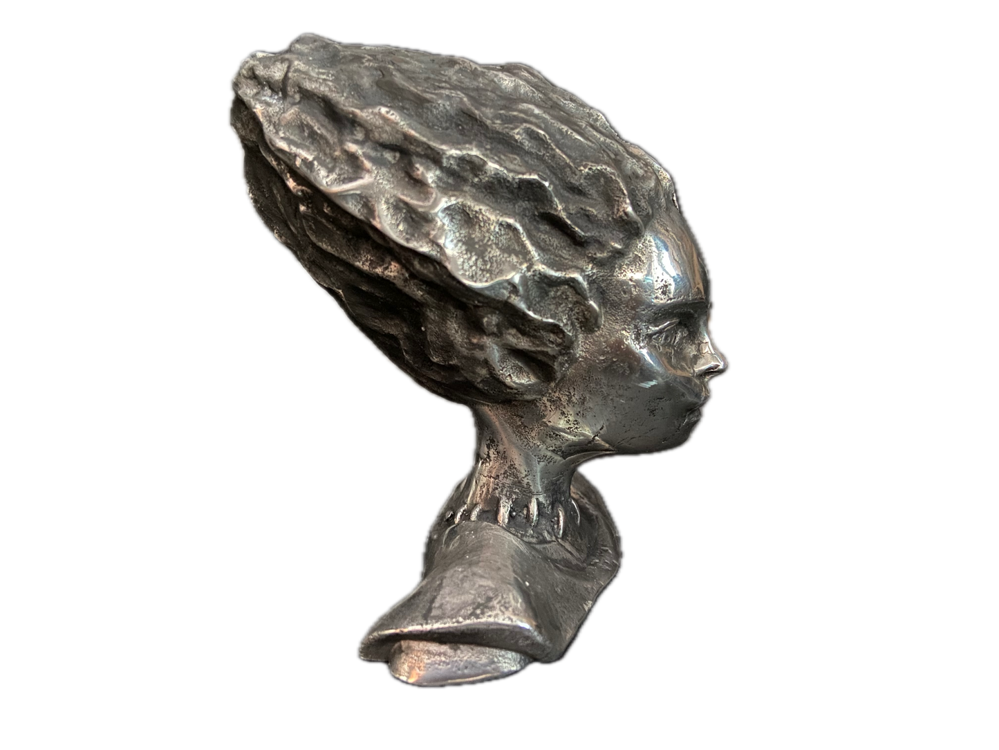 Bride of Frankenstein Hood Ornament – Solid Pewter – Hand Cast – Antique Silver