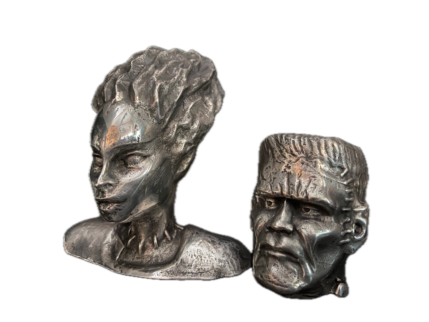 Bride of Frankenstein Hood Ornament – Solid Pewter – Hand Cast – Antique Silver