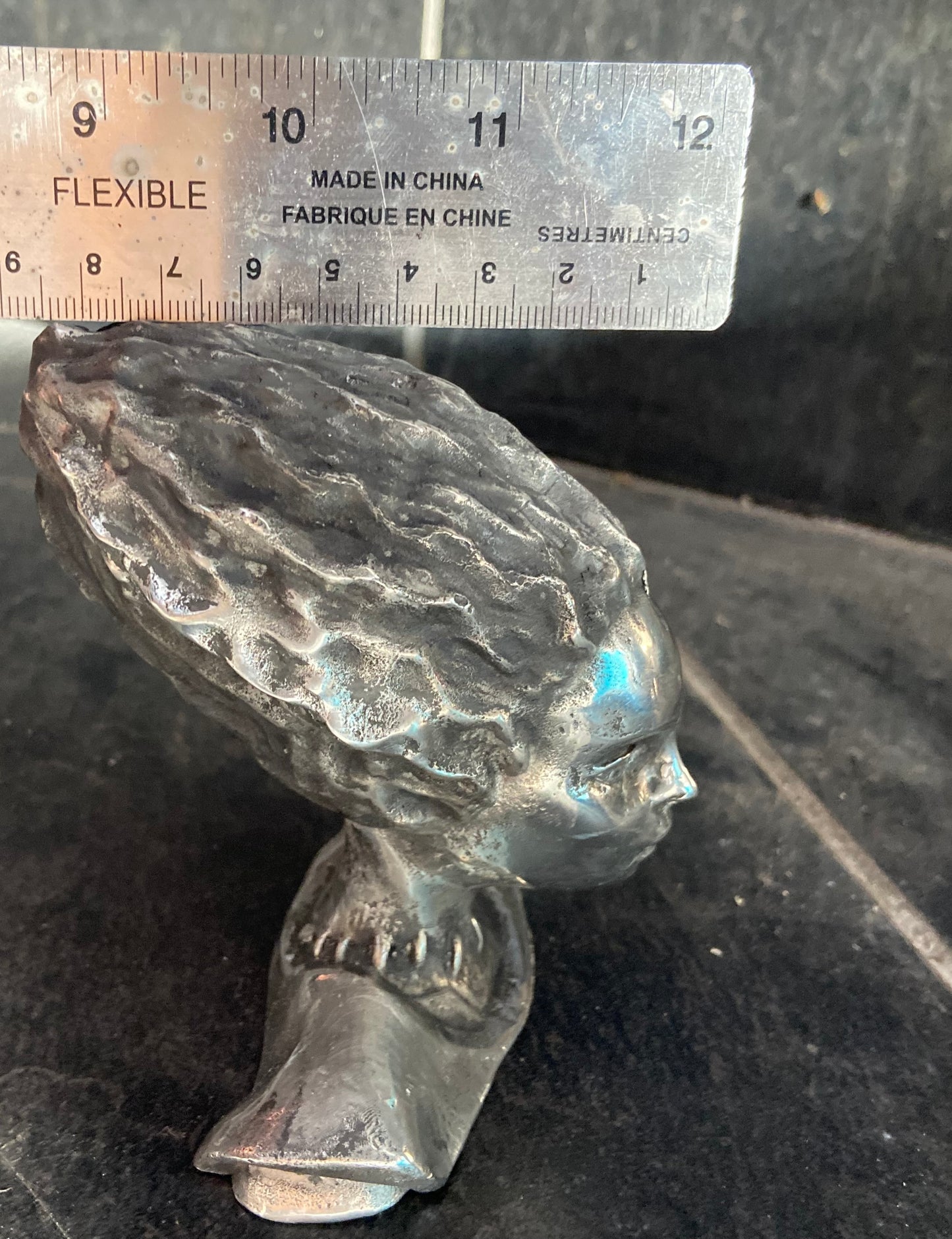 Bride of Frankenstein Hood Ornament – Solid Pewter – Hand Cast – Antique Silver