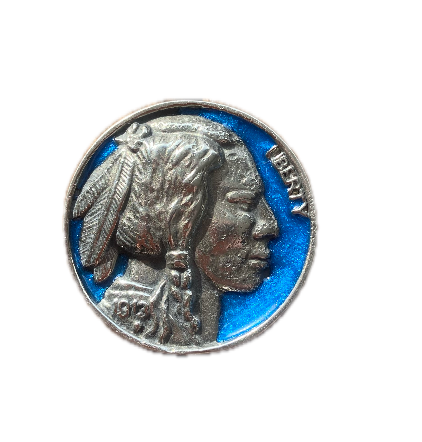 Hand Poured Pewter Liberty Buffalo Nickel Lapel Pin – Large/Small with Optional Epoxy Inlay