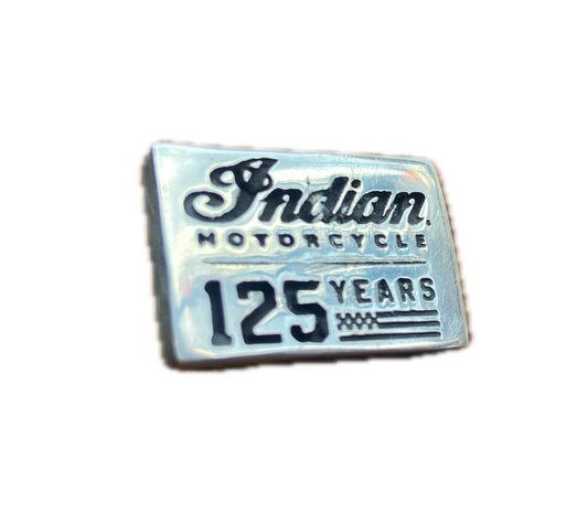 125th Anniversary Indian Motorcycle Lapel Pin – Hand Poured Pewter – Motorbike Collector Badge – Biker Gift – Vintage Motorcycle Memorabilia