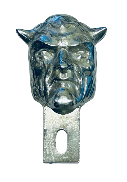 Devil head license plate topper - Demon plate topper - Demon license plate top - Pewter devil license plate topper