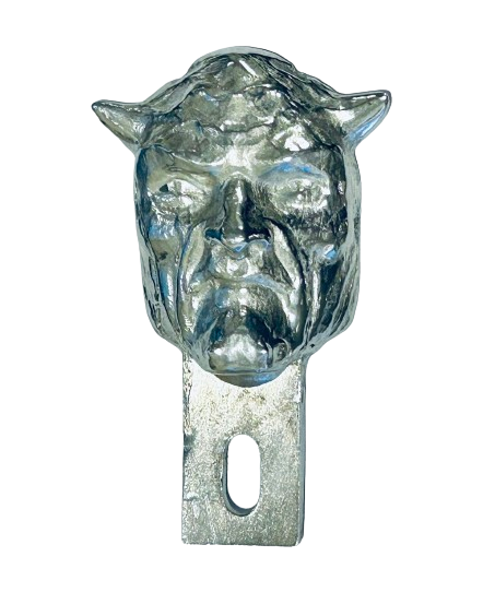 Devil head license plate topper - Demon plate topper - Demon license plate top - Pewter devil license plate topper