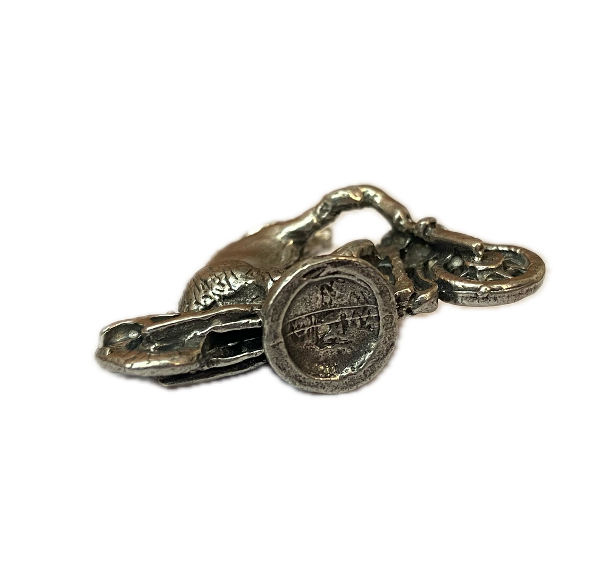 Pewter Hog Riding Motorcycle Figurine, Hand Poured Miniature Biker Pig,  Desk Collectible, Biker Gift