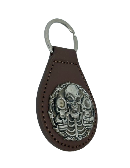 Skull with guns PLU key fob, Motorcycle riders skull design key tag, Harly key tag, Motorcycle key tag