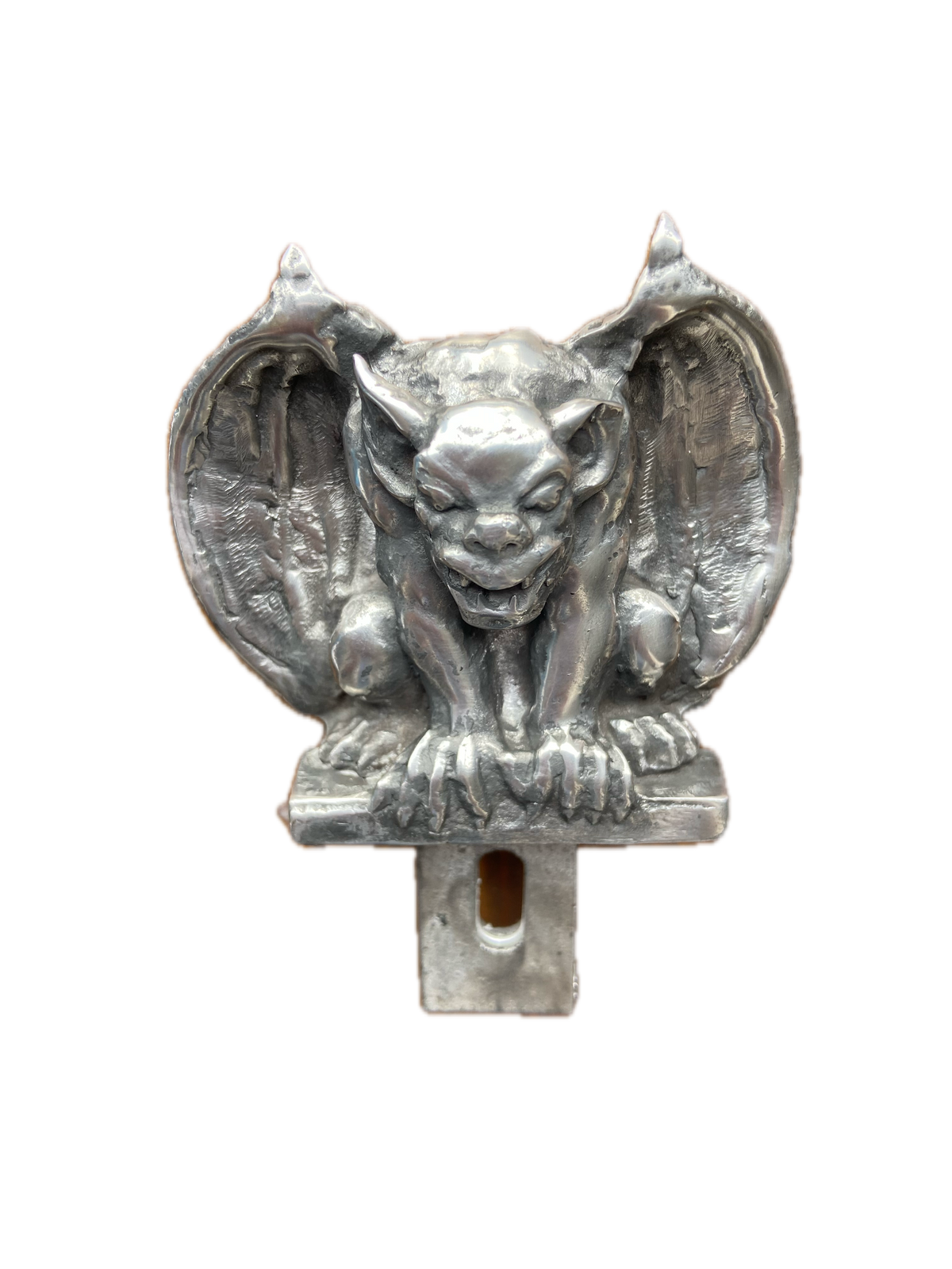 Pewter Gargoyle License Plate Topper – Handmade Gothic Car & Motorcycle Accessory