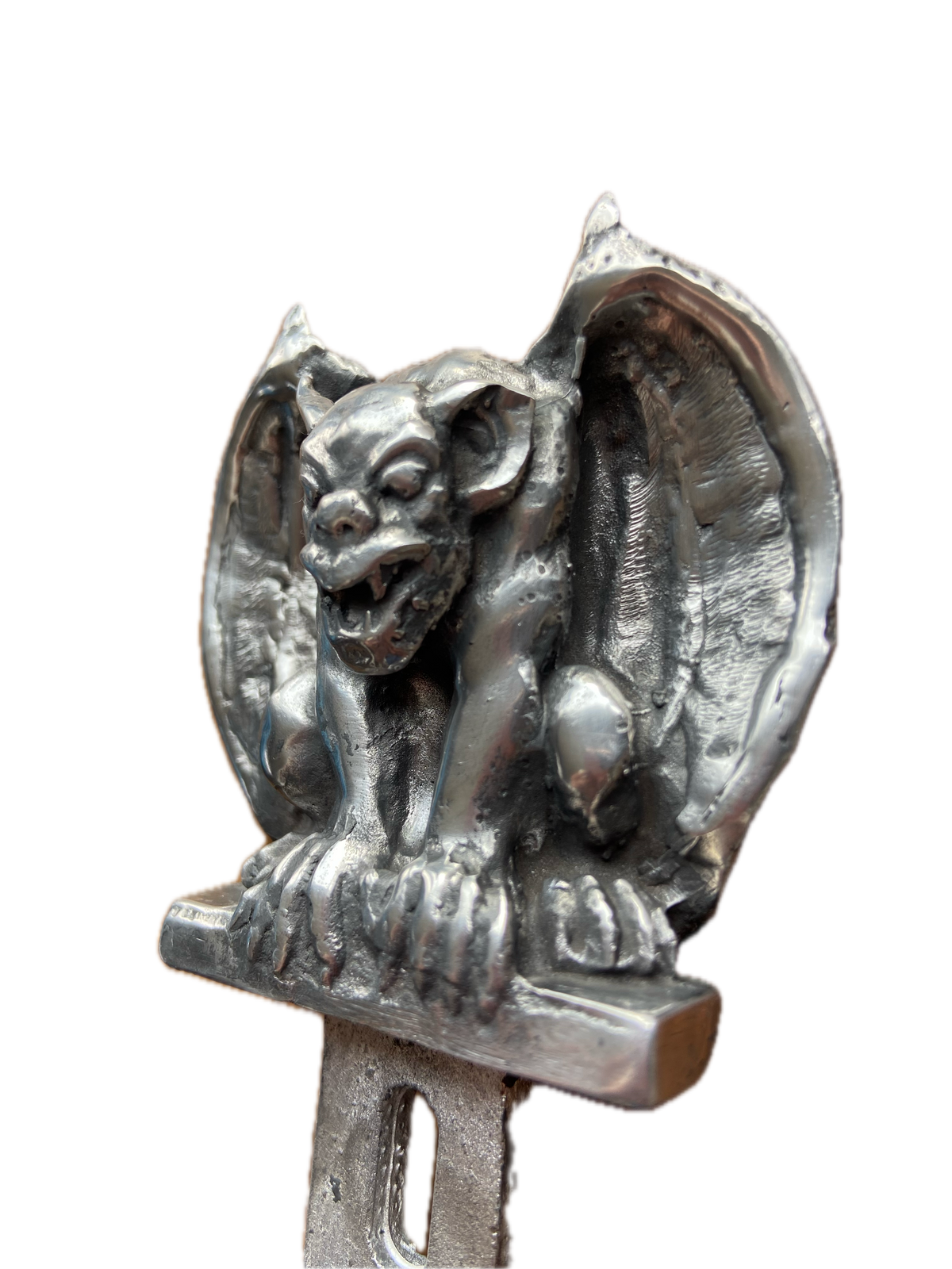 Pewter Gargoyle License Plate Topper – Handmade Gothic Car & Motorcycle Accessory