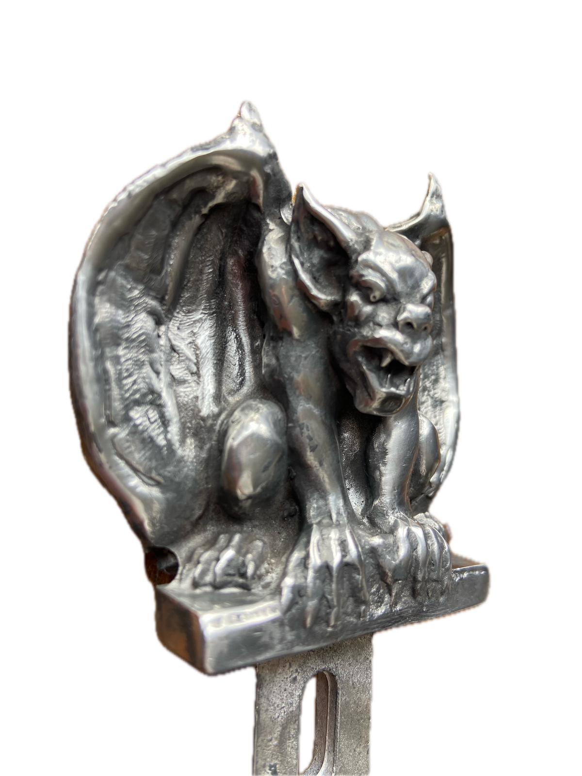 Pewter Gargoyle License Plate Topper – Handmade Gothic Car & Motorcycle Accessory