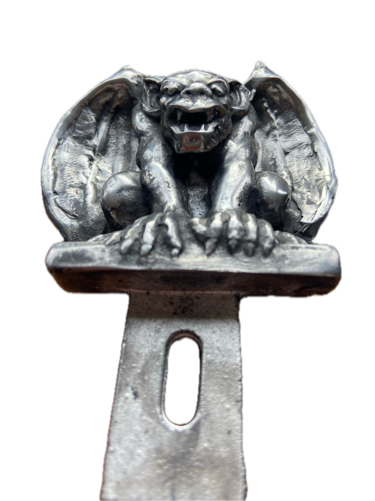 Pewter Gargoyle License Plate Topper – Handmade Gothic Car & Motorcycle Accessory