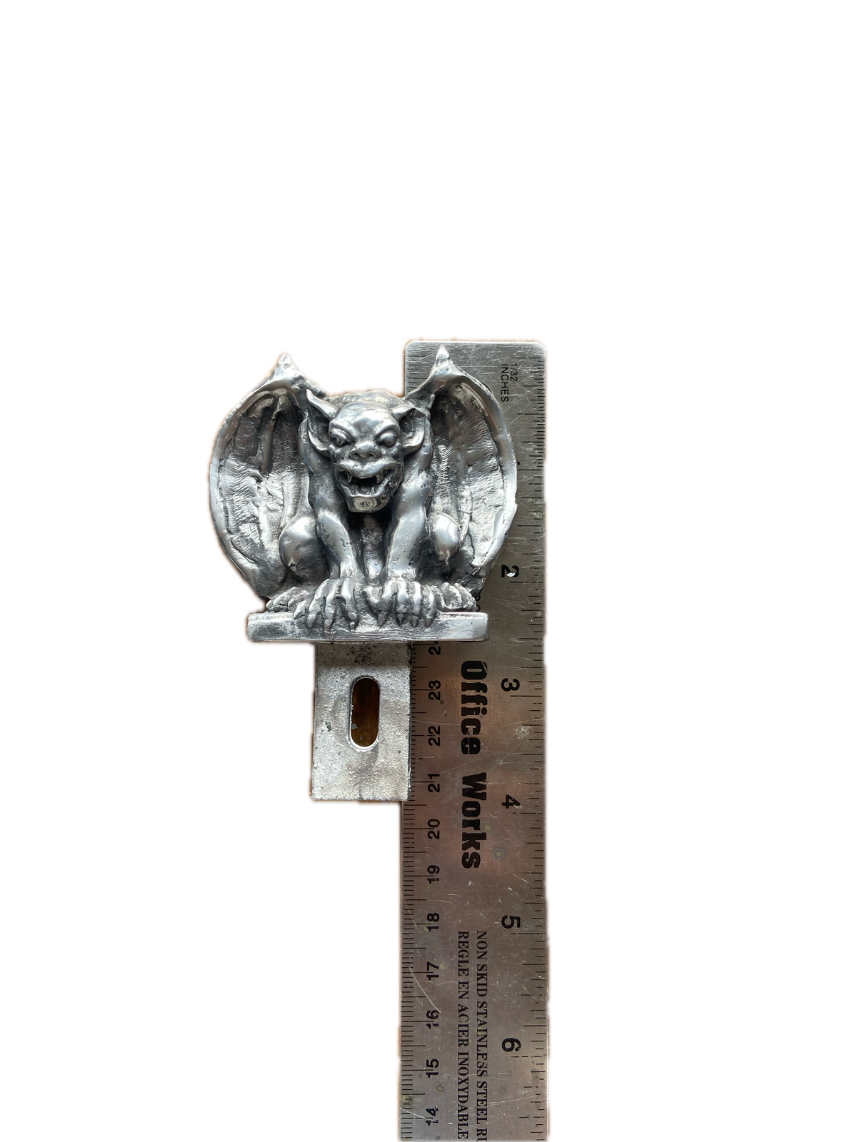 Pewter Gargoyle License Plate Topper – Handmade Gothic Car & Motorcycle Accessory