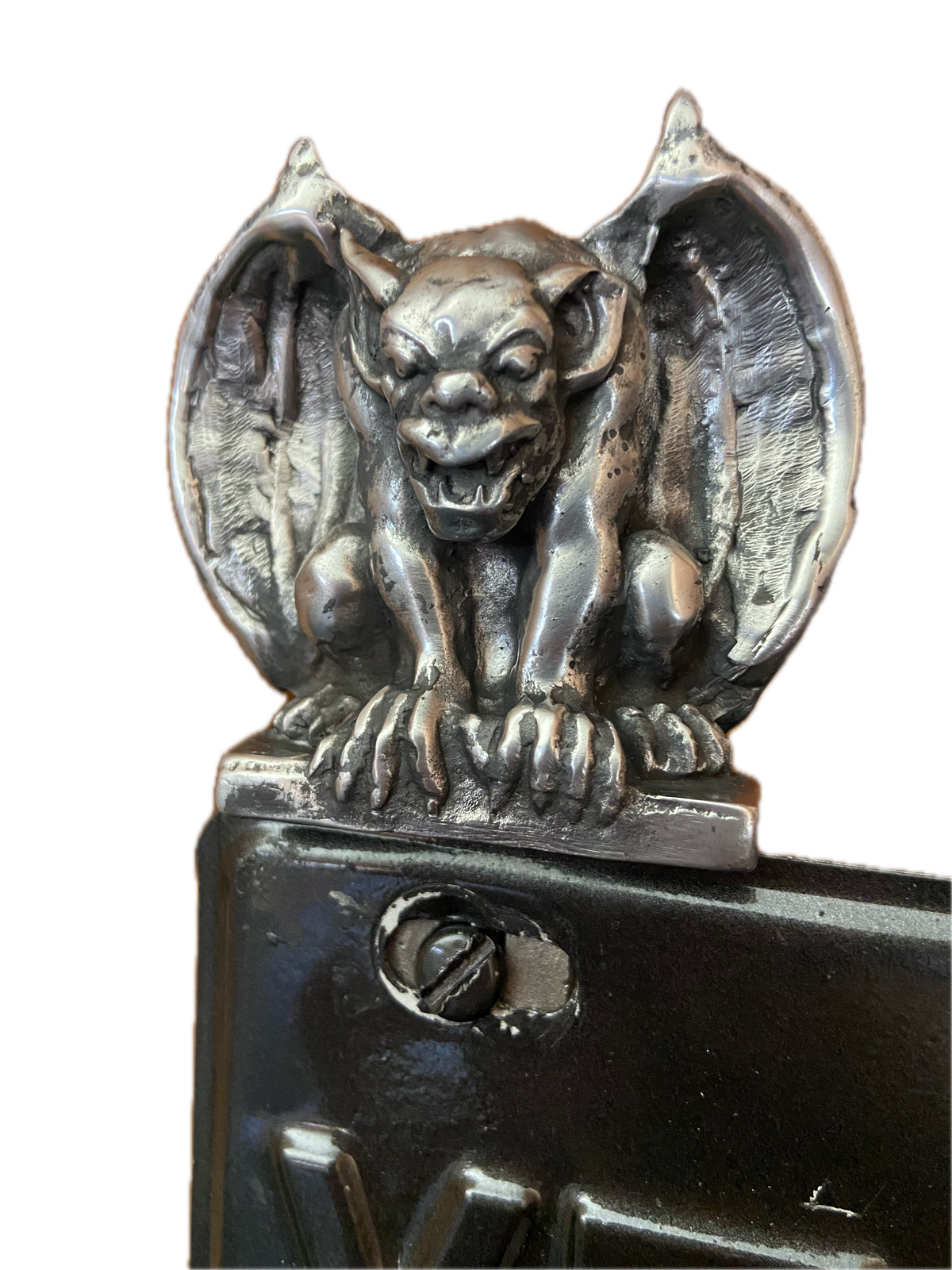Pewter Gargoyle License Plate Topper – Handmade Gothic Car & Motorcycle Accessory