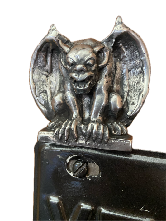 Pewter Gargoyle License Plate Topper – Handmade Gothic Car & Motorcycle Accessory