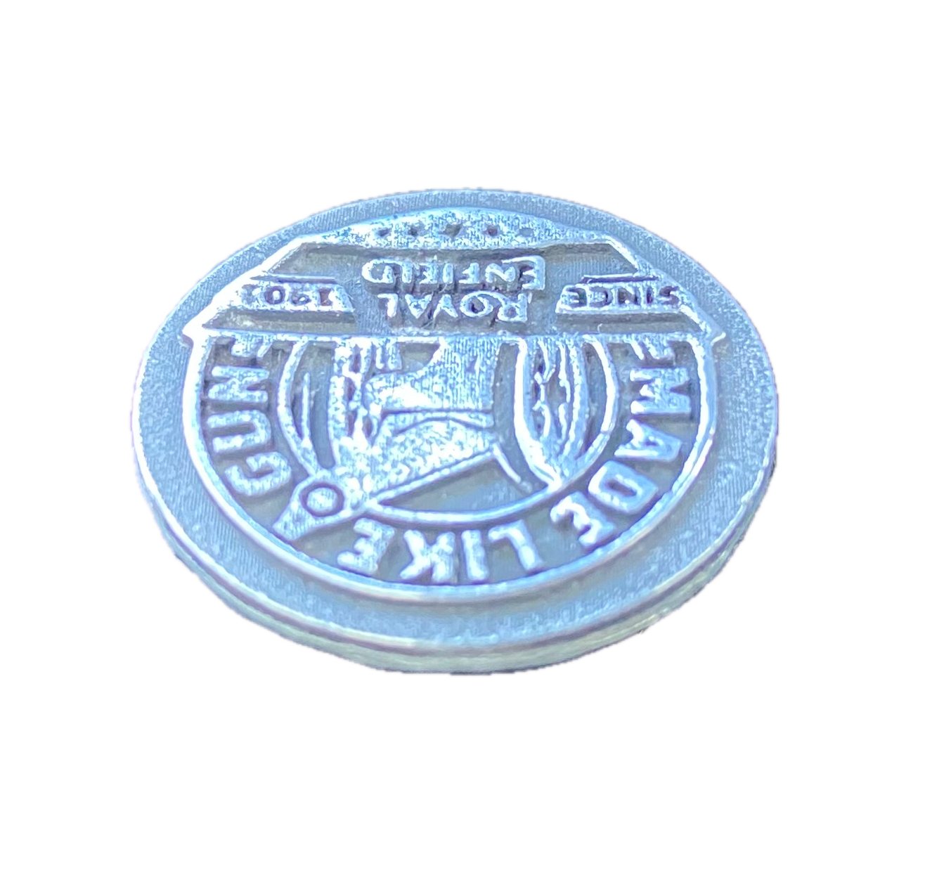 Royal Enfield Made Like a Gun Lapel Pin - Solid Pewter Indian Motorcycle Riders