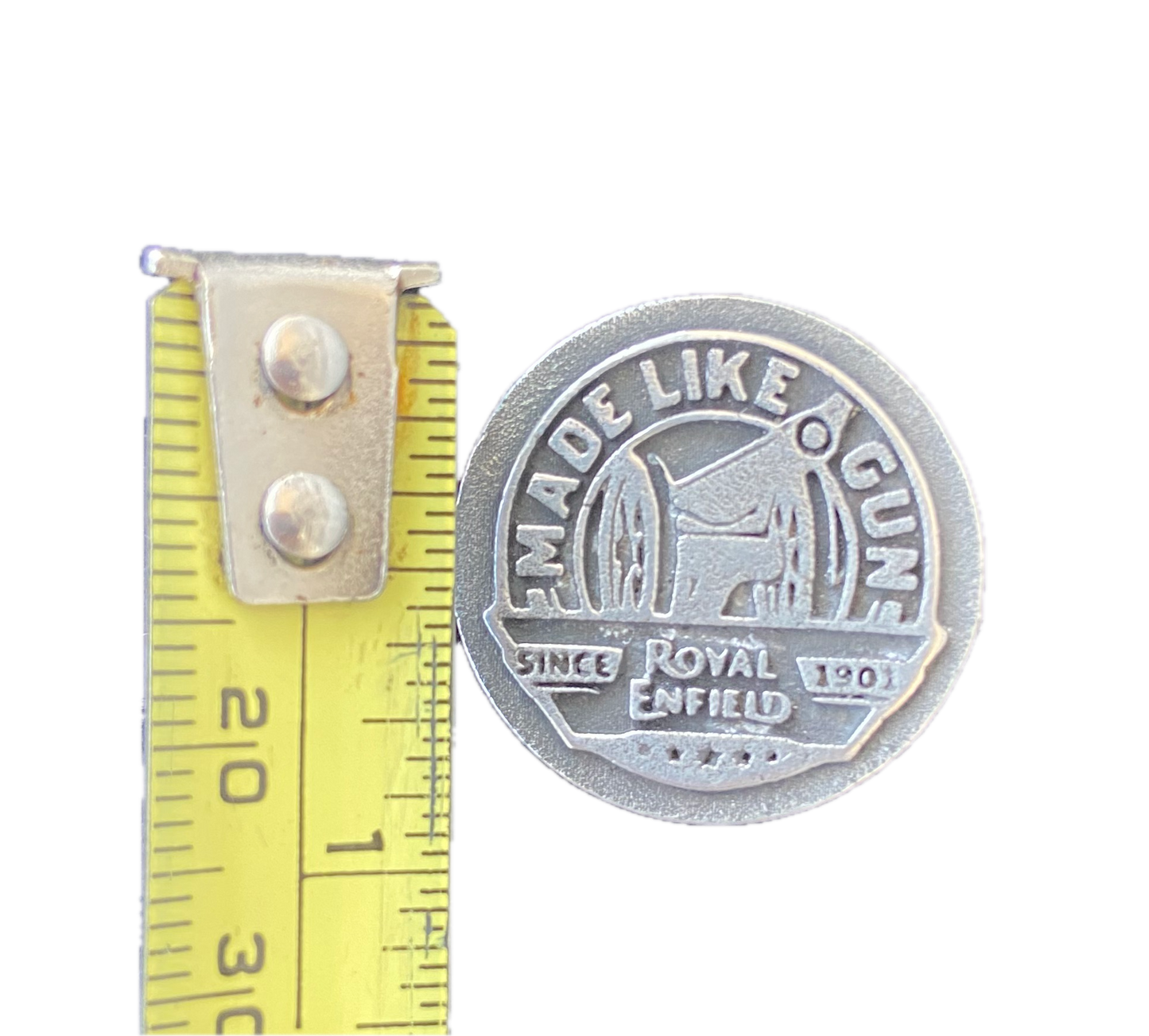 Royal Enfield Made Like a Gun Lapel Pin - Solid Pewter Indian Motorcycle Riders