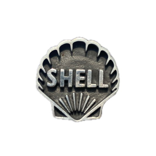 Vintage Shell Oil License Plate Bolt Cover - Pewter - Hot Rod, Classic Car and Custom Truck Parts