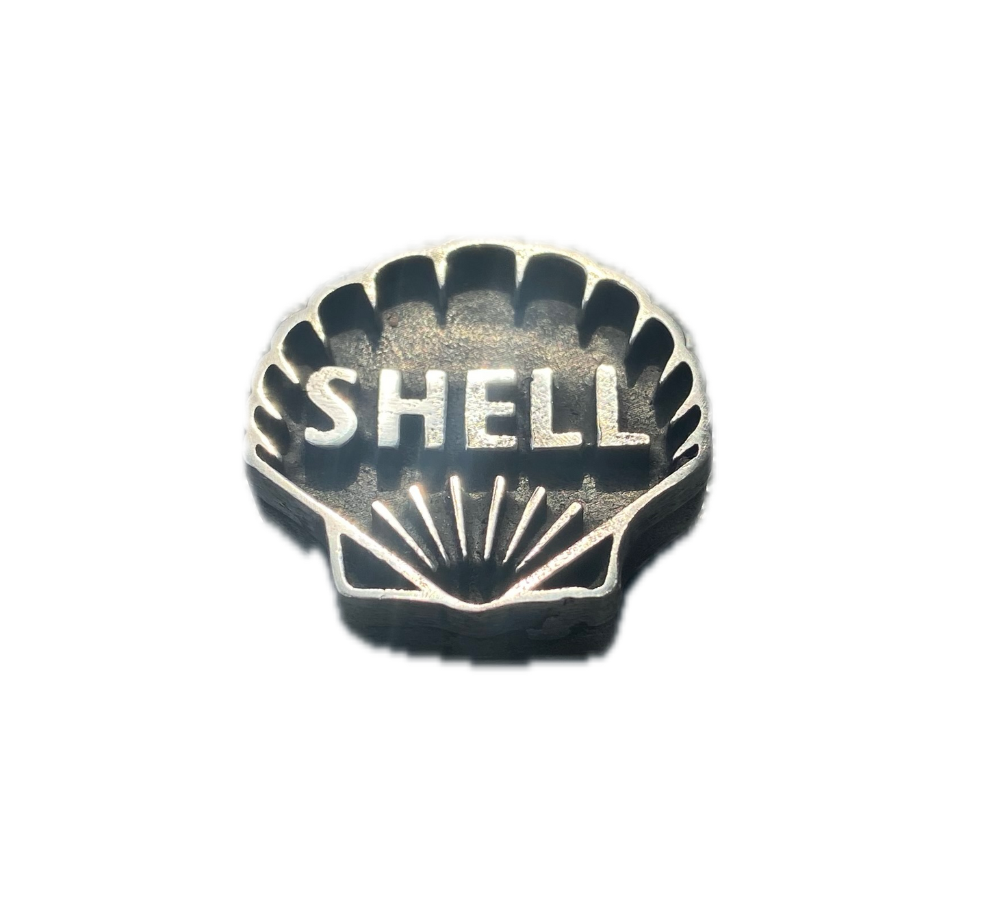 Vintage Shell Oil License Plate Bolt Cover - Pewter - Hot Rod, Classic Car and Custom Truck Parts