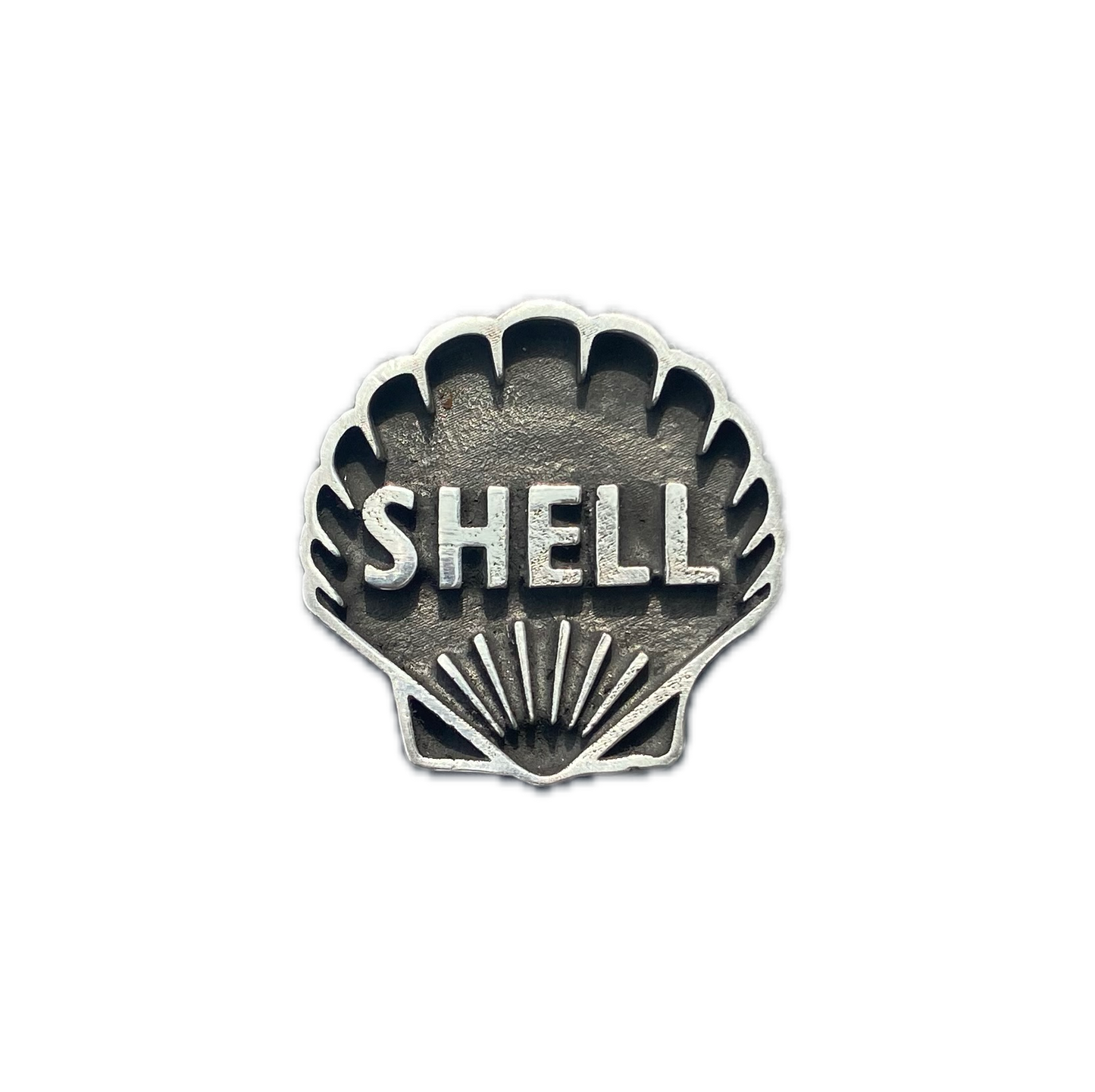 Vintage Shell Oil License Plate Bolt Cover - Pewter - Hot Rod, Classic Car and Custom Truck Parts
