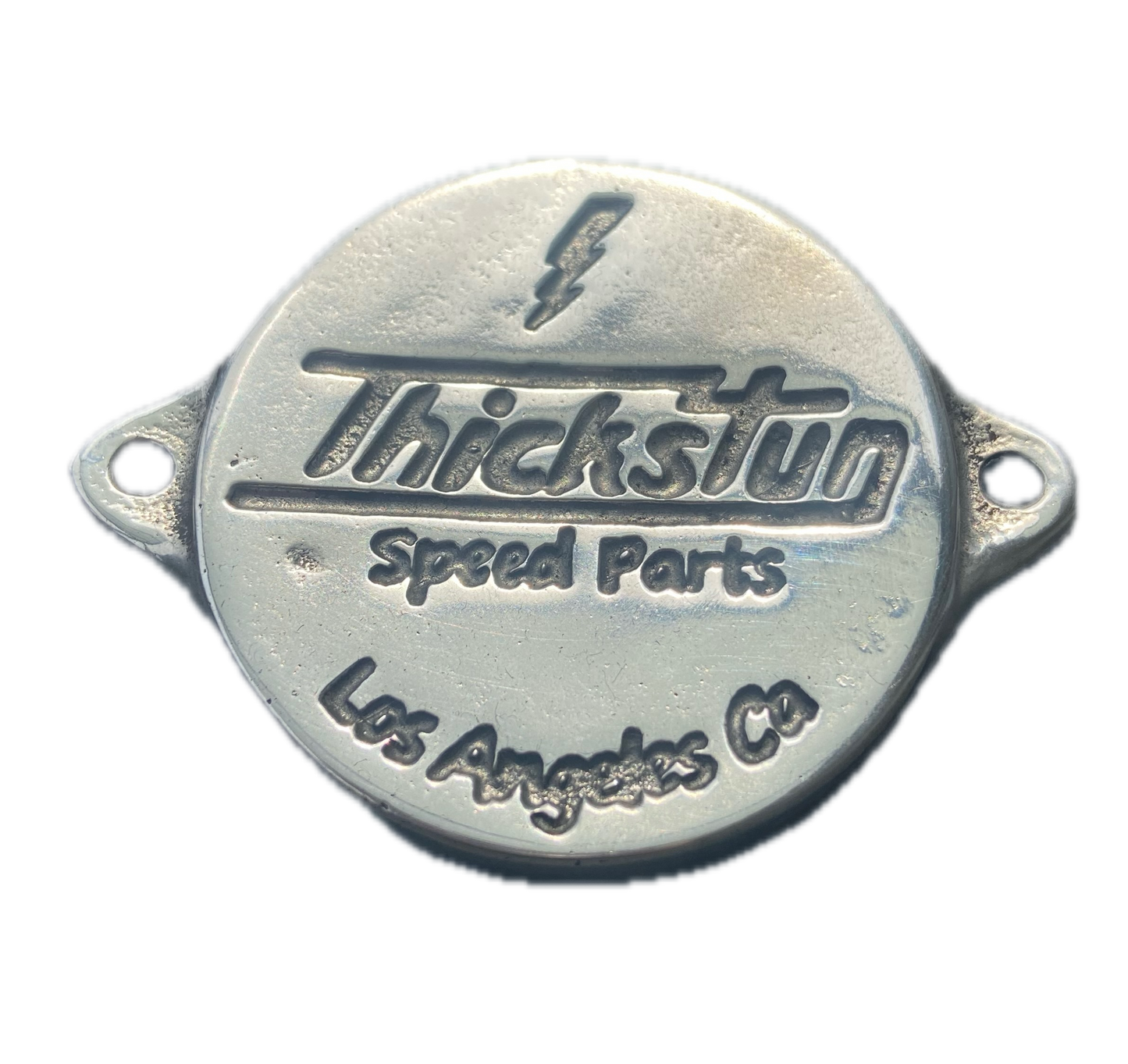 Vintage Thickstun Speed Parts Badge - Solid Pewter - Ford Flathead Accessories