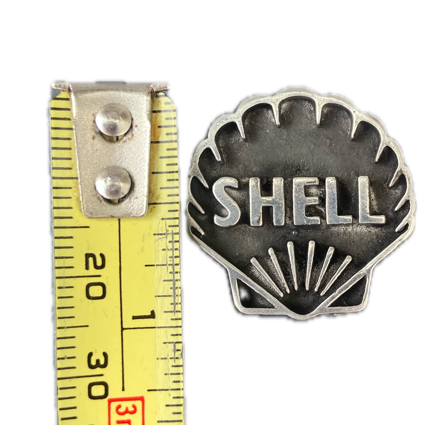 Vintage Shell Oil License Plate Bolt Cover - Pewter - Hot Rod, Classic Car and Custom Truck Parts