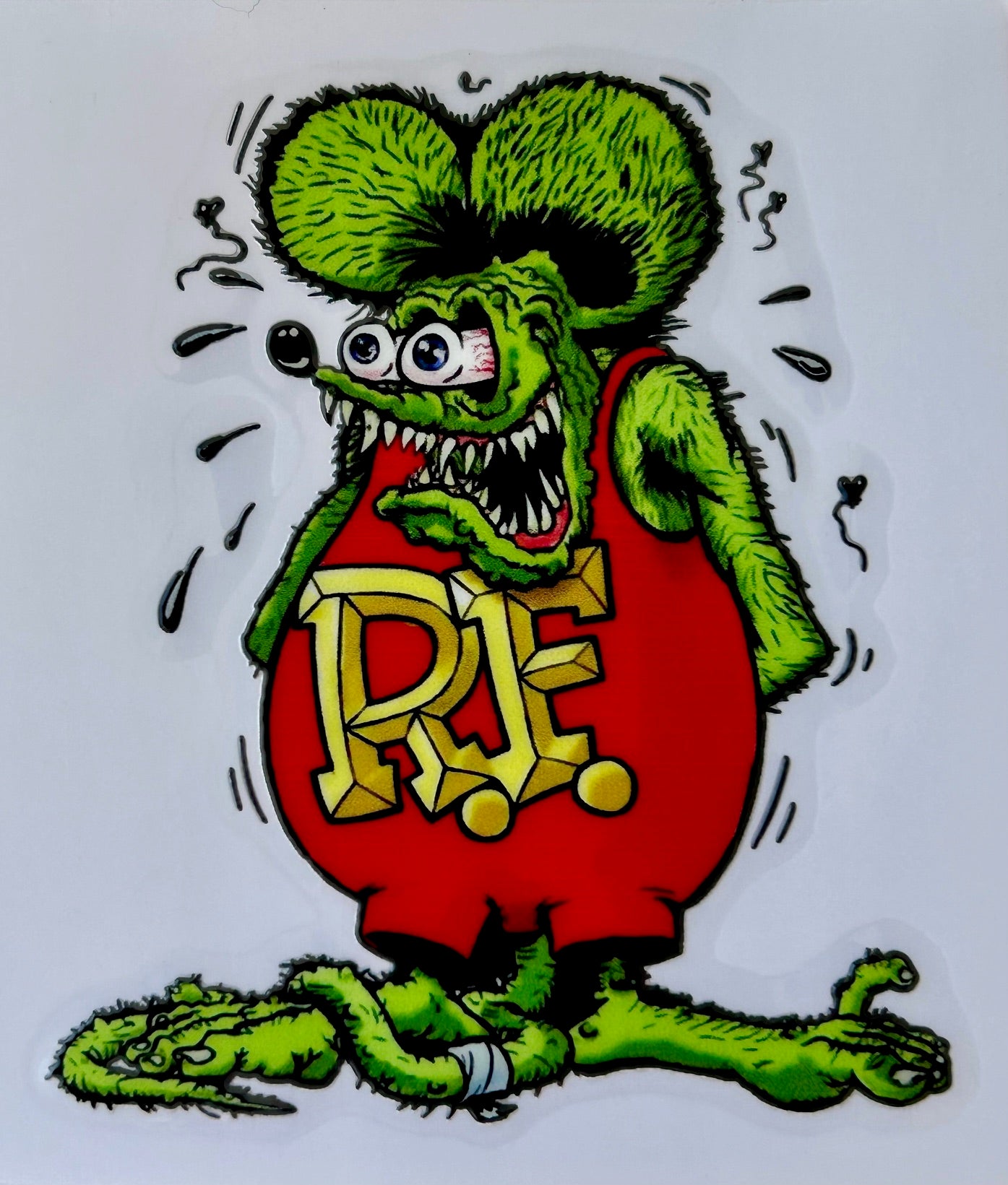 Rat Fink stickers, permanent Rat Fink sticker, NEW and unique technology transfer stickers with no borders or outline