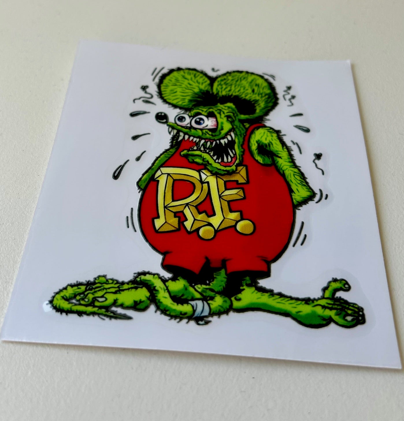 Rat Fink stickers, permanent Rat Fink sticker, NEW and unique technology transfer stickers with no borders or outline