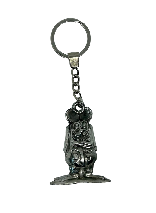 Rat Fink pewter keychain - solid pewter Rat Fink key tag - Big Daddy Ed Roth pewter Rat Fink Key Fob - Fun solid metal Rat Fink key tag