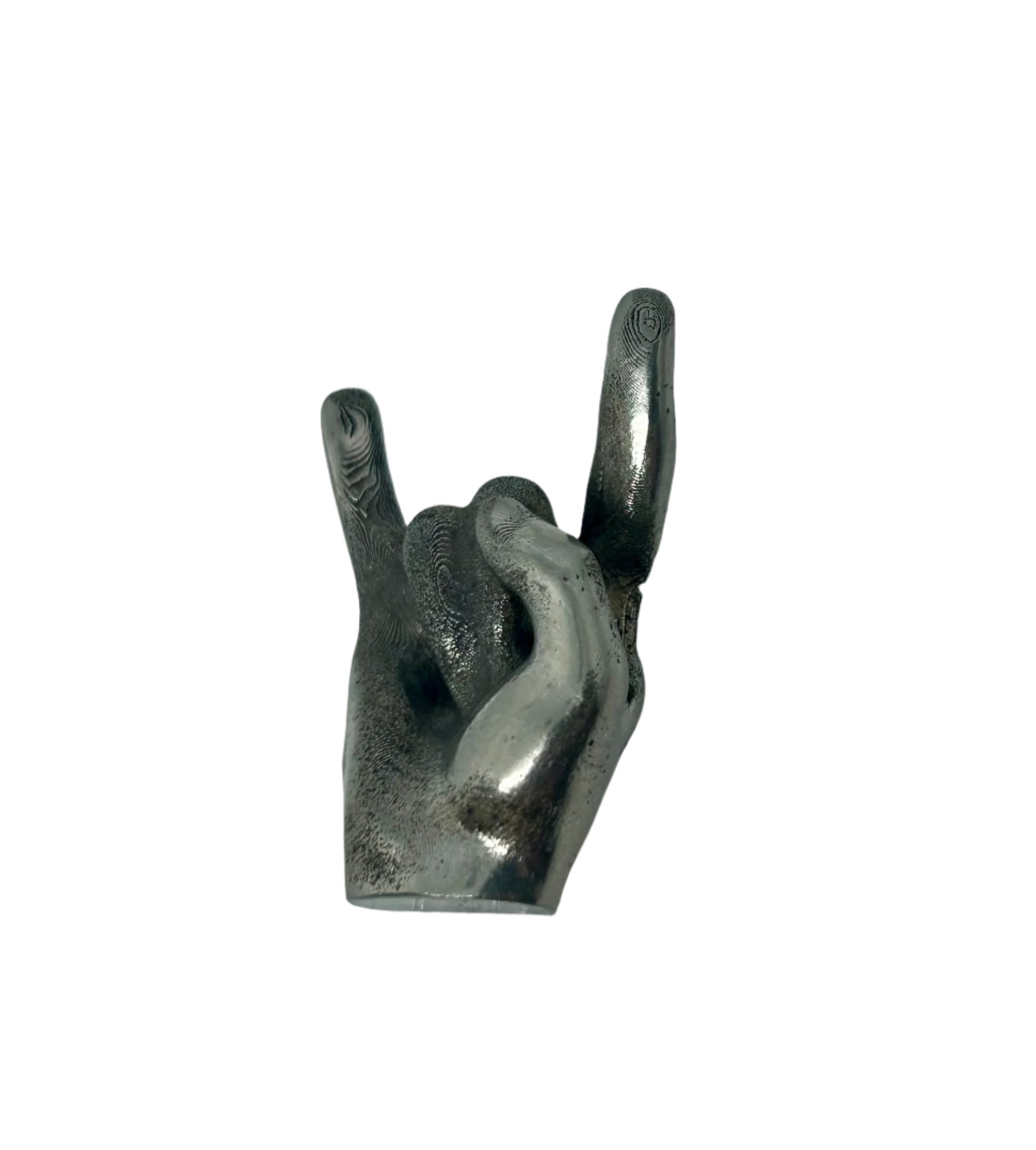 Rock and Roll hand - pewter pin