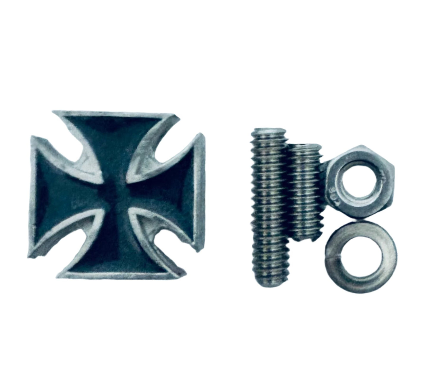 Maltese Cross solid pewter license plate bolts - Decorative Maltese cross bolt covers - Maltese cross seat bolt covers