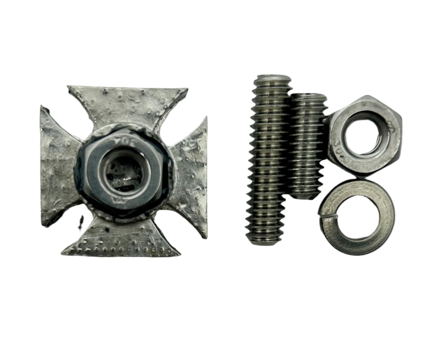 Maltese Cross solid pewter license plate bolts - Decorative Maltese cross bolt covers - Maltese cross seat bolt covers