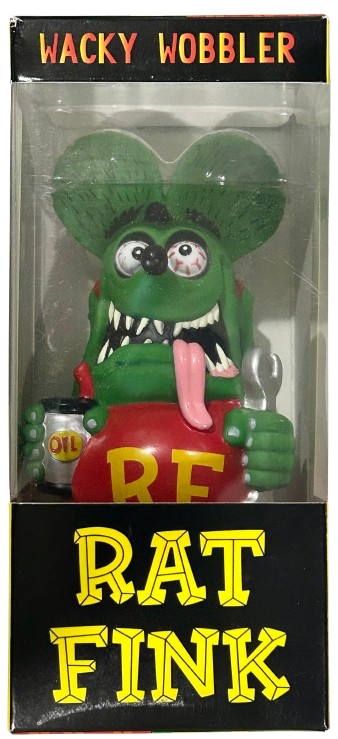 Rat Fink bobble head - RARE Wacky Wobbler Rat Fink with oil can and wrench - Big Daddy Ed Roth