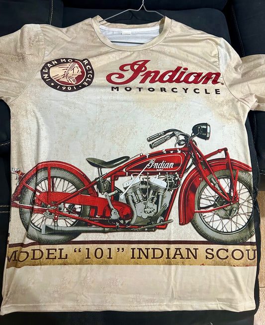 Indian Motorcycle T shirt - Soft polyester T shirt printed both sides