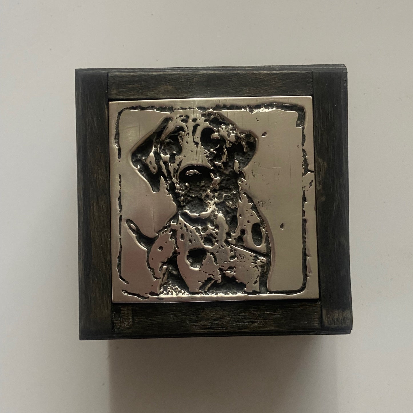 Personalized Pet Trinket Box – Wooden Box with Custom Animal Pewter Inlay - Dog