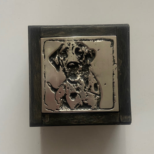 Personalized Pet Trinket Box – Wooden Box with Custom Animal Pewter Inlay - Dog