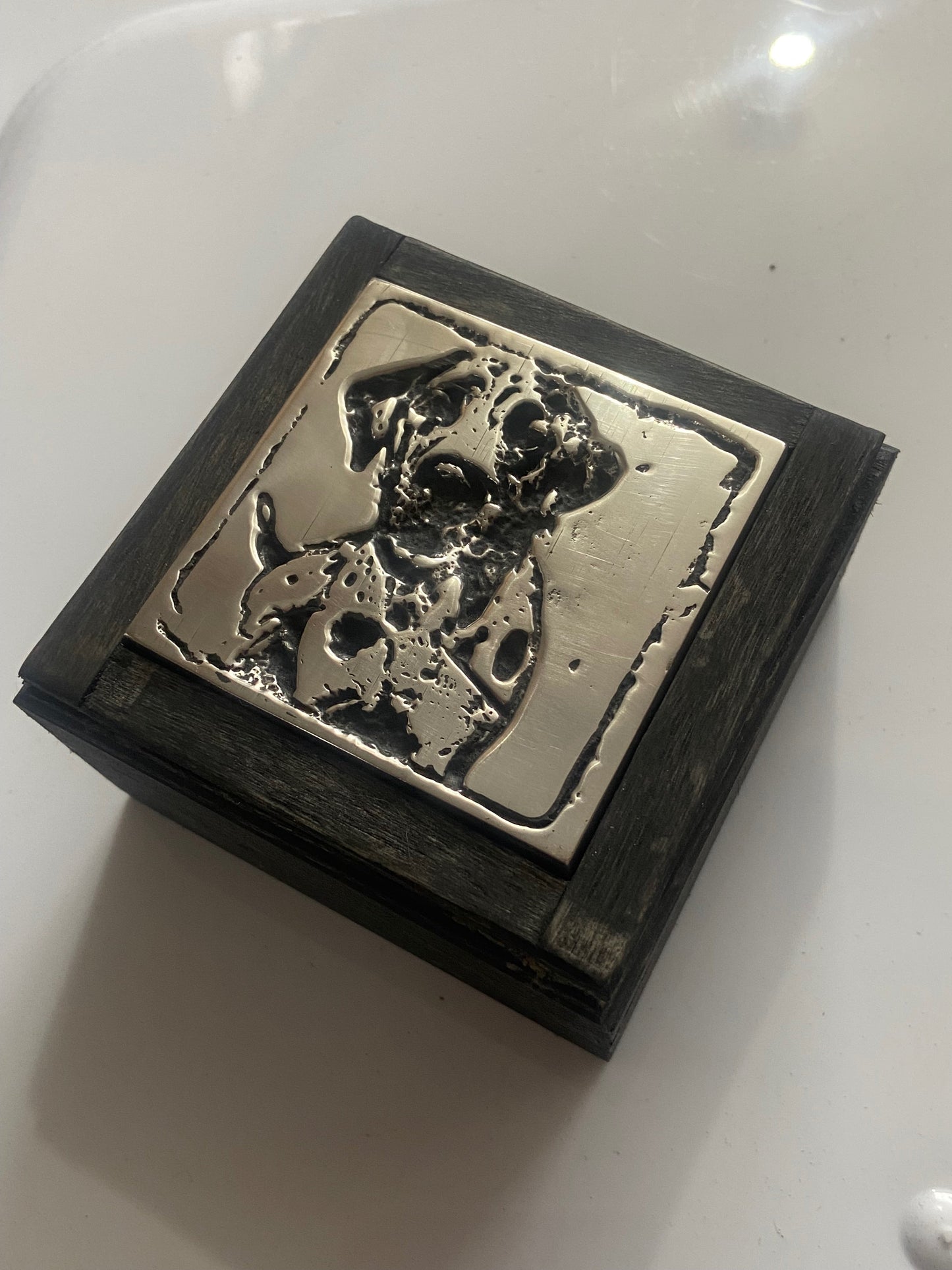 Personalized Pet Trinket Box – Wooden Box with Custom Animal Pewter Inlay - Dog