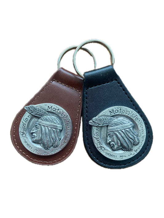 Vintage Hendee Indian Motorcycle Concho (hand poured in pewter) PLU Key Fob IMRG Biker Gift Motorcycle Accessories