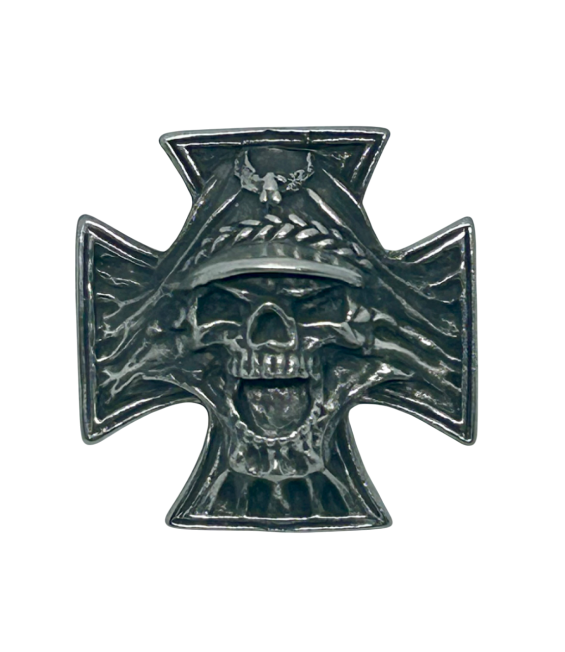 Pewter Malteset cross concho - Maltese cross concho badge - Skull Maltese Cross badge