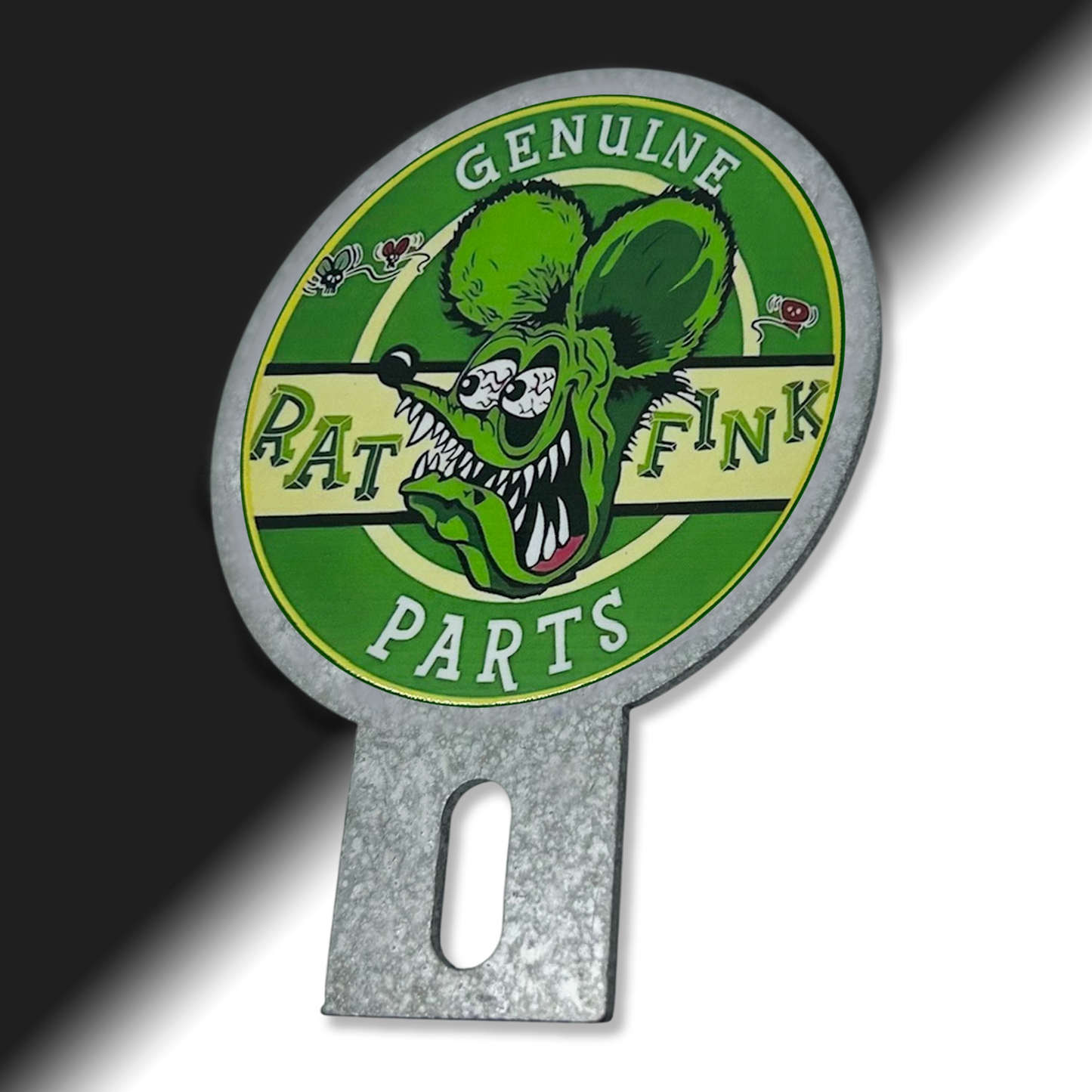 Rat Fink license plate topper, Ed Roth Raf Fink plate top - Big Daddy Ed Roth collectible