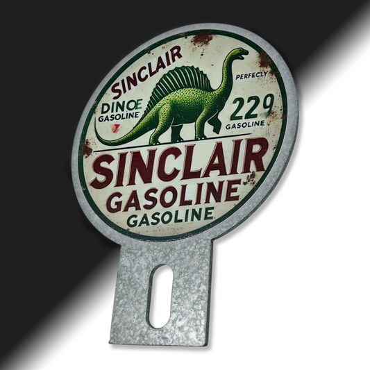 Vintage Sinclair Gasoline license plate topper - Sinclair Gasoline plate topper - Vintage license plate top