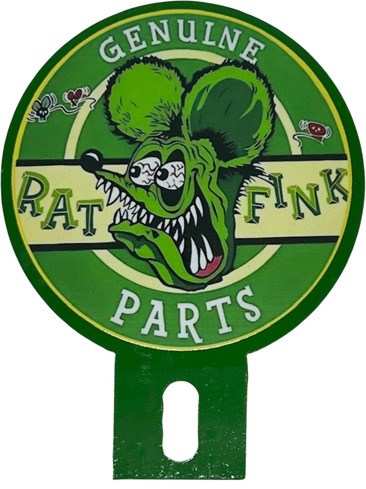 Rat Fink license plate topper, Ed Roth Raf Fink plate top - Big Daddy Ed Roth collectible