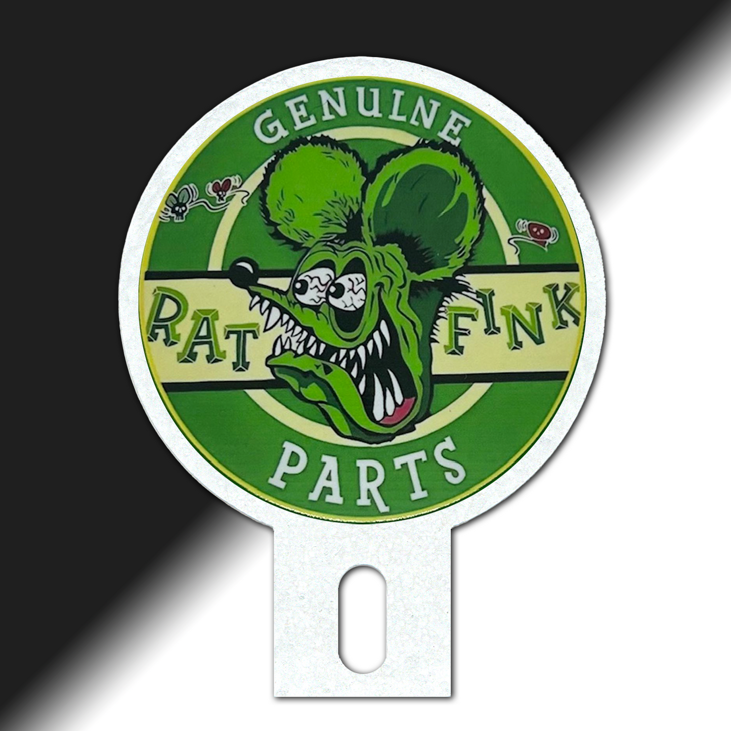 Rat Fink license plate topper, Ed Roth Raf Fink plate top - Big Daddy Ed Roth collectible