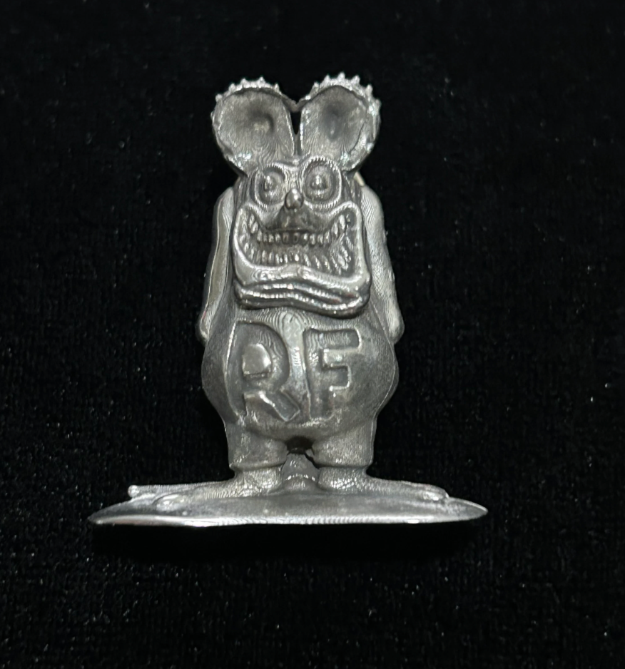 Rat Fink solid pewter lapel pin - Rare and unique Big Daddy Ed Roth collectible pin badge. Rat Fink pin