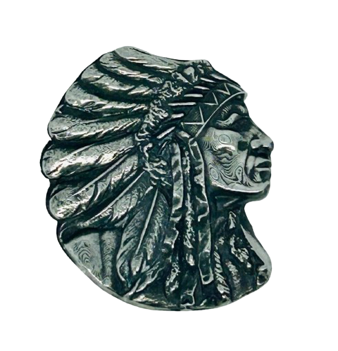 Indian Motorcycle Geronimo Lapel Pin - 1940's Geronimo design pewter lapel pin - Reproduction Indian Motorcycle lapel pin