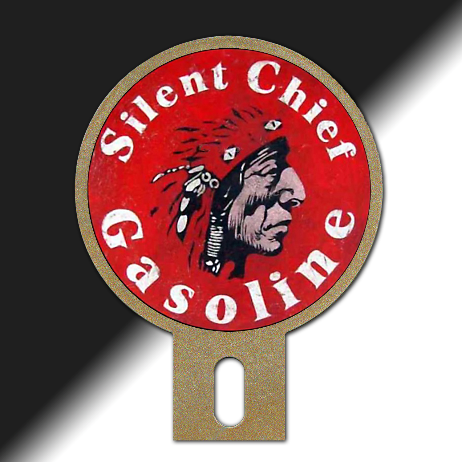 Silent Chief Gasoline License Plate Top