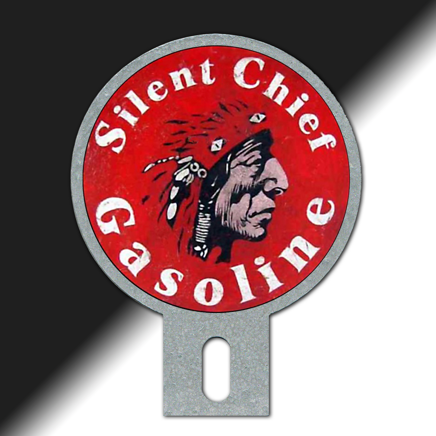 Silent Chief Gasoline plate topper - Vintage Silent Chief Plate top - Hot Rod plate topper